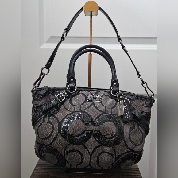 Coach Handbags - Coach Madison Signature Op Art Sophia Sequin Metallic Satchel-style 15945- 2010